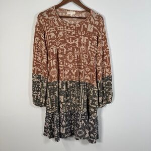 Perfect Beach Women’s‎ Aztec Lightweight Dress Neutral Empire Waist Size Small